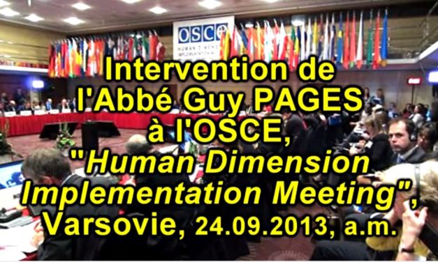 L’Abbé Guy Pagès, la tolérance et la non-discrimination à l’OSCE le 24.09.13 am