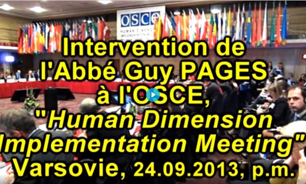 L’Abbé Pagès, Tolérance et non-discrimination, à l’OSCE le 24.09.13 p.m.