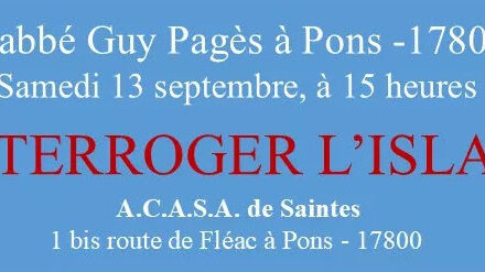 Conférence de l’abbé Guy Pagès à Saintes le 13 septembre 2025